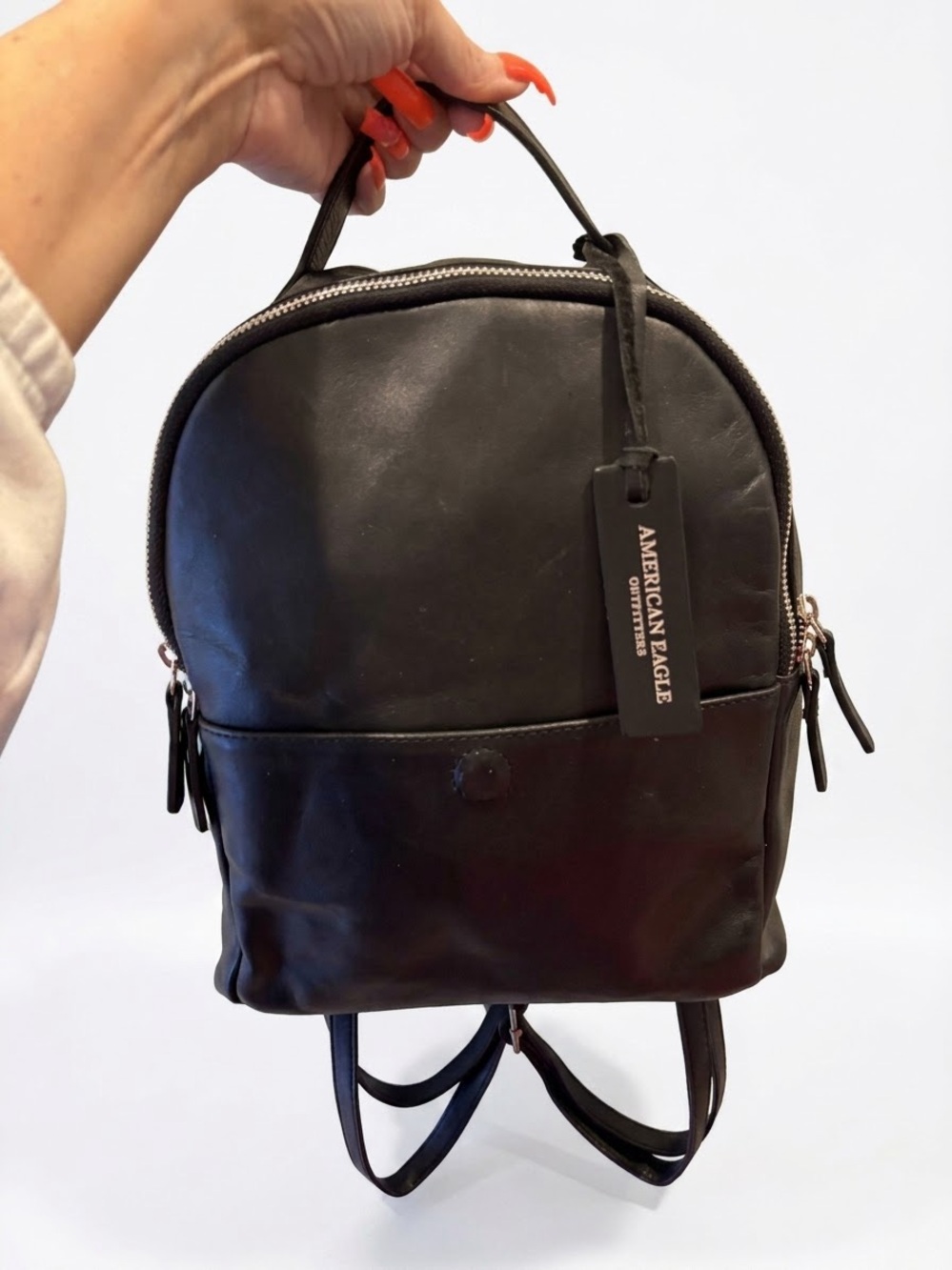 American Eagle Outfitters Black Leather Mini Backpack